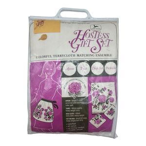 NEW Vtg John Deere Rooster Farmhouse Kitchen Linen Hostess Gift Set Apron Towel